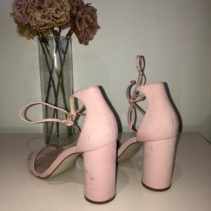 Pink tie up steven madden thick heels
